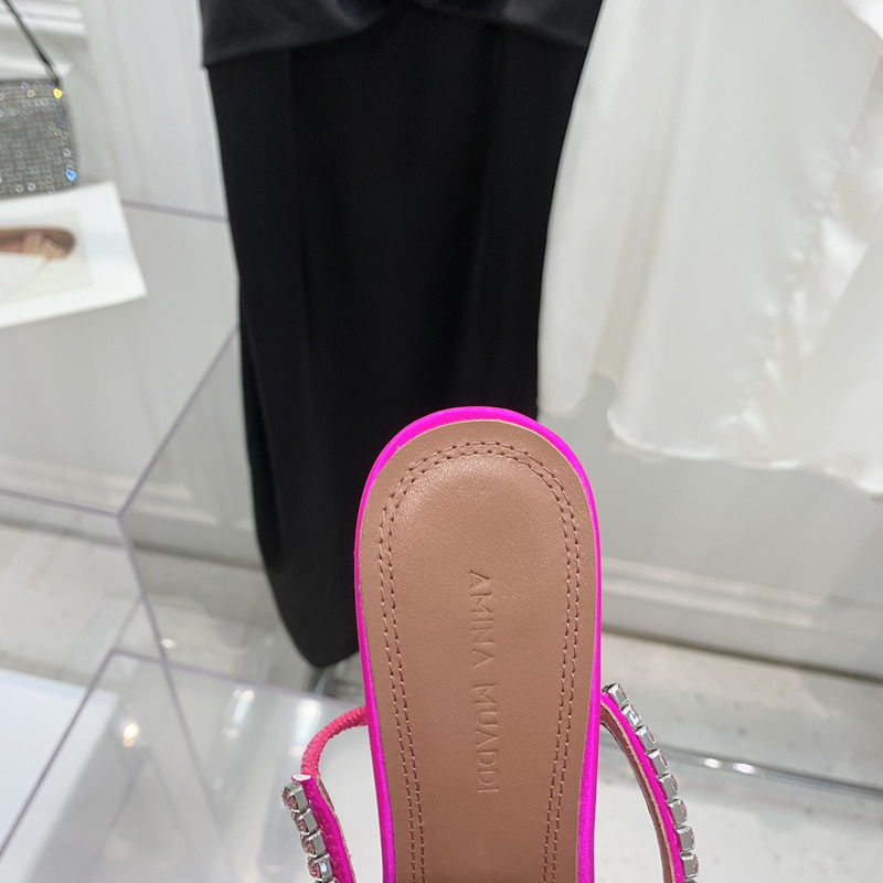 Amina Muaddi Gilda Slipper Lotus Pink and Pink Crystals