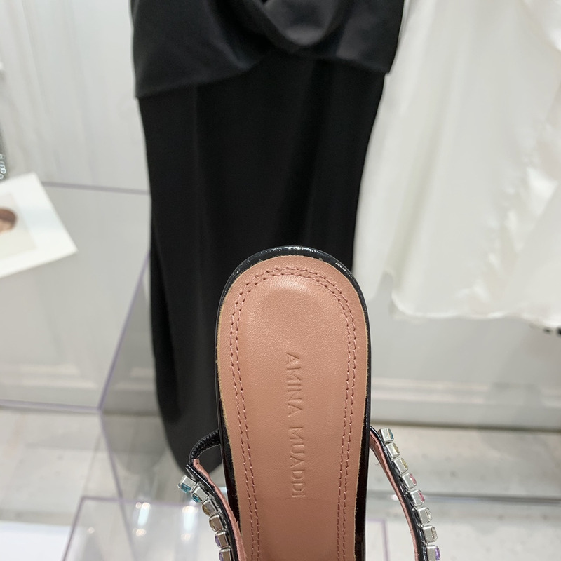 Amina Muaddi Gilda Slipper Black and Multi-Colored Crystals