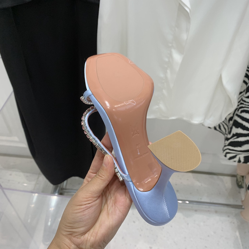 Amina Muaddi Gilda Slipper Blue and Pink Crystals