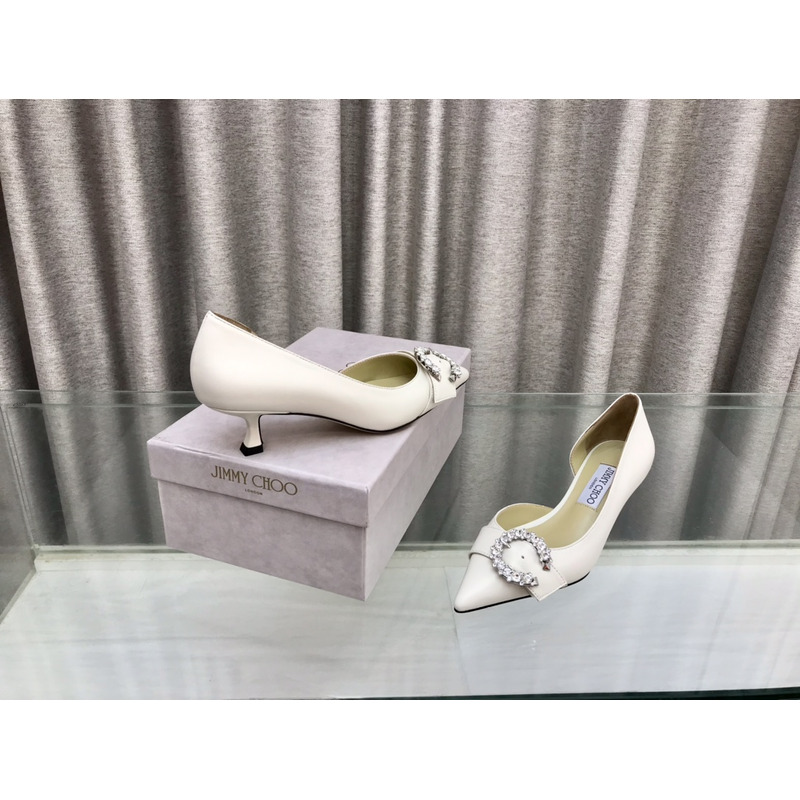 Jimmy Choo Melva Dorsay 50mm leather pumps White
