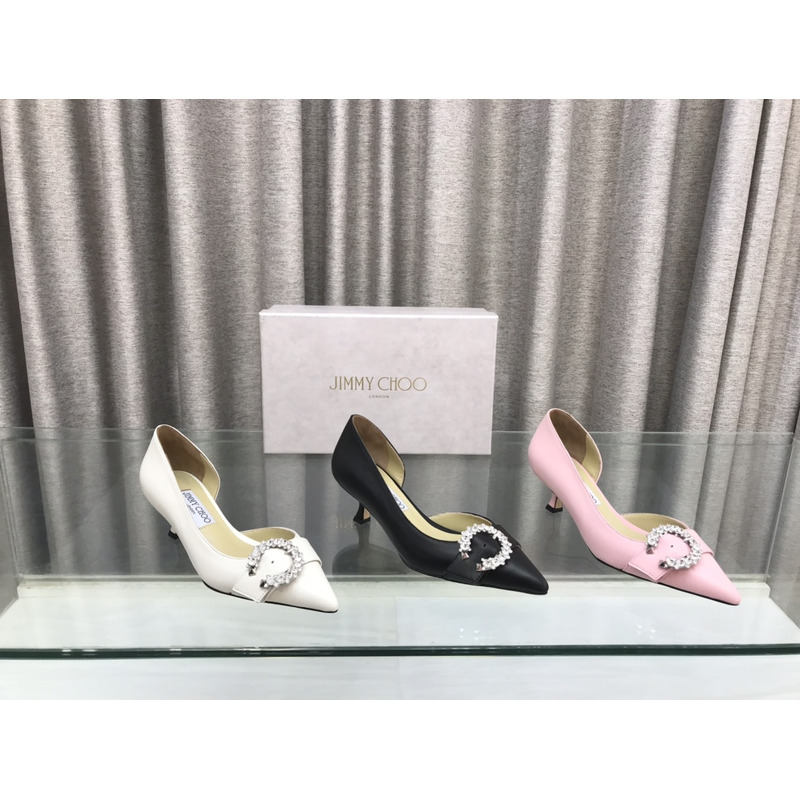 Jimmy Choo Melva Dorsay 50mm leather pumps White