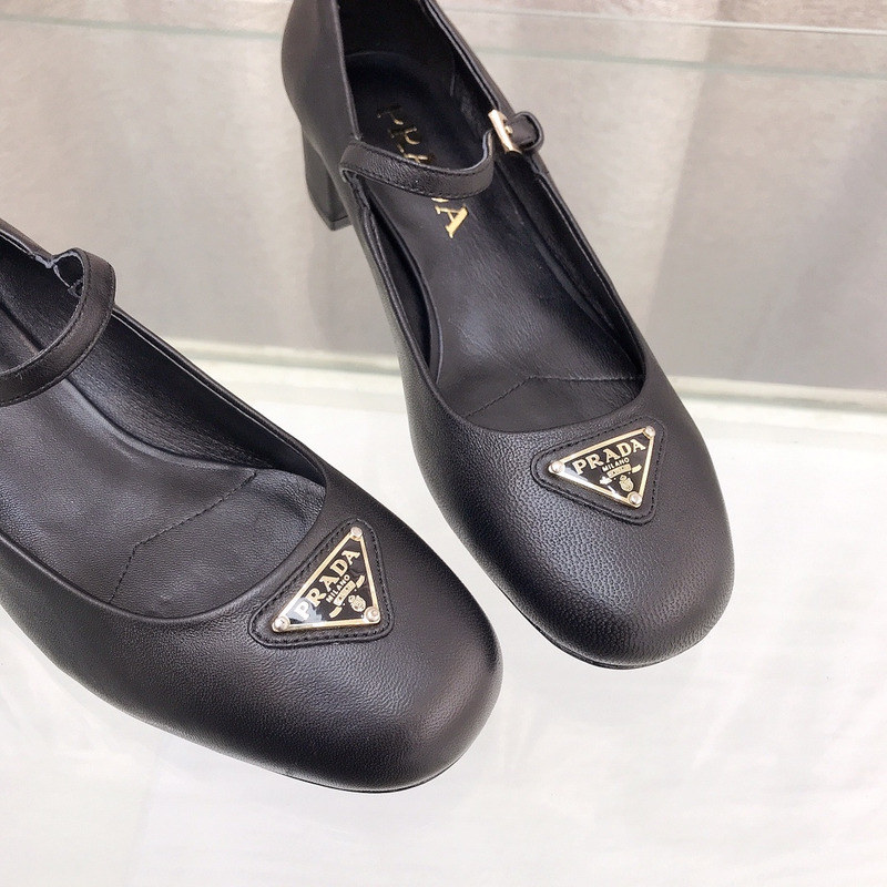 Pra*a nappa leather mary jane pumps black