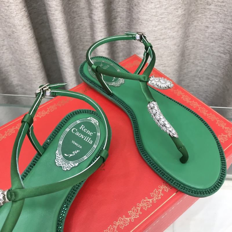 Rene Caovilla Serpente Green Thong Sandal 10