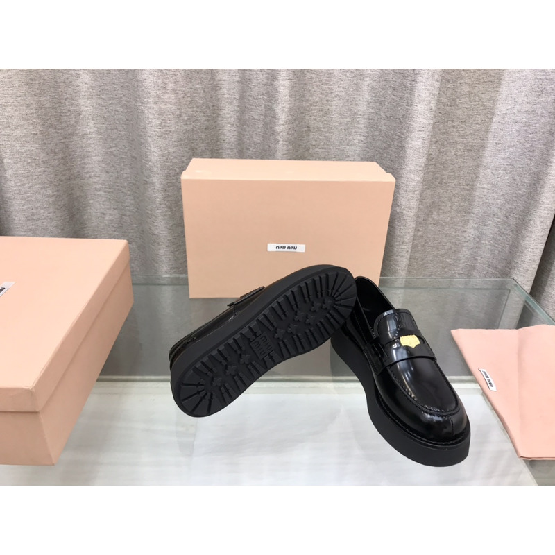 Miumiu Leather Penny Loafers Black