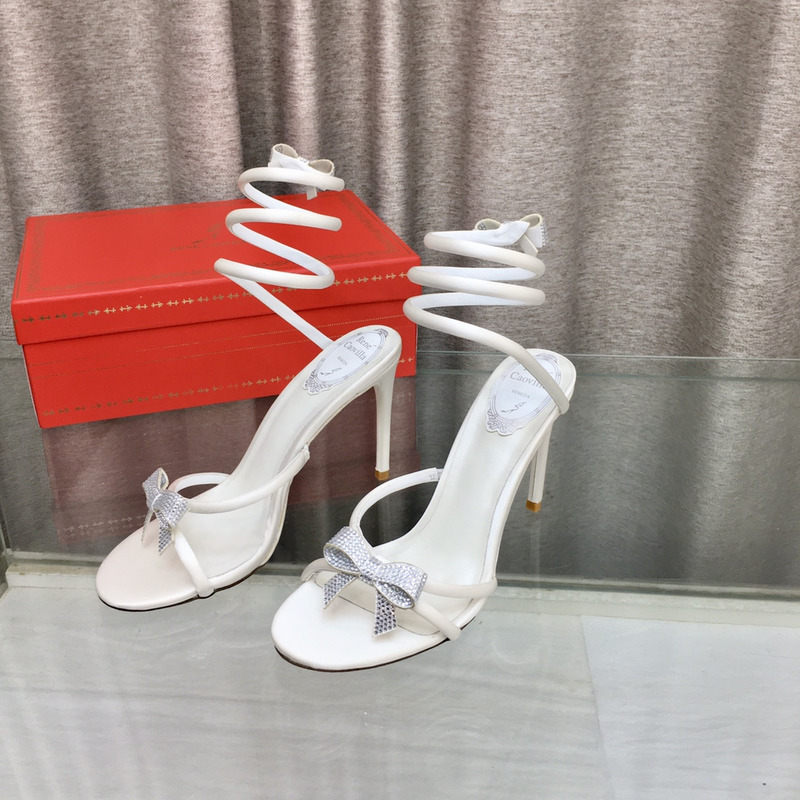 Rene Caovilla Cleo Bow Sandals 105 White