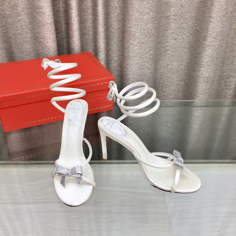 Rene Caovilla Cleo Bow Sandals 105 White
