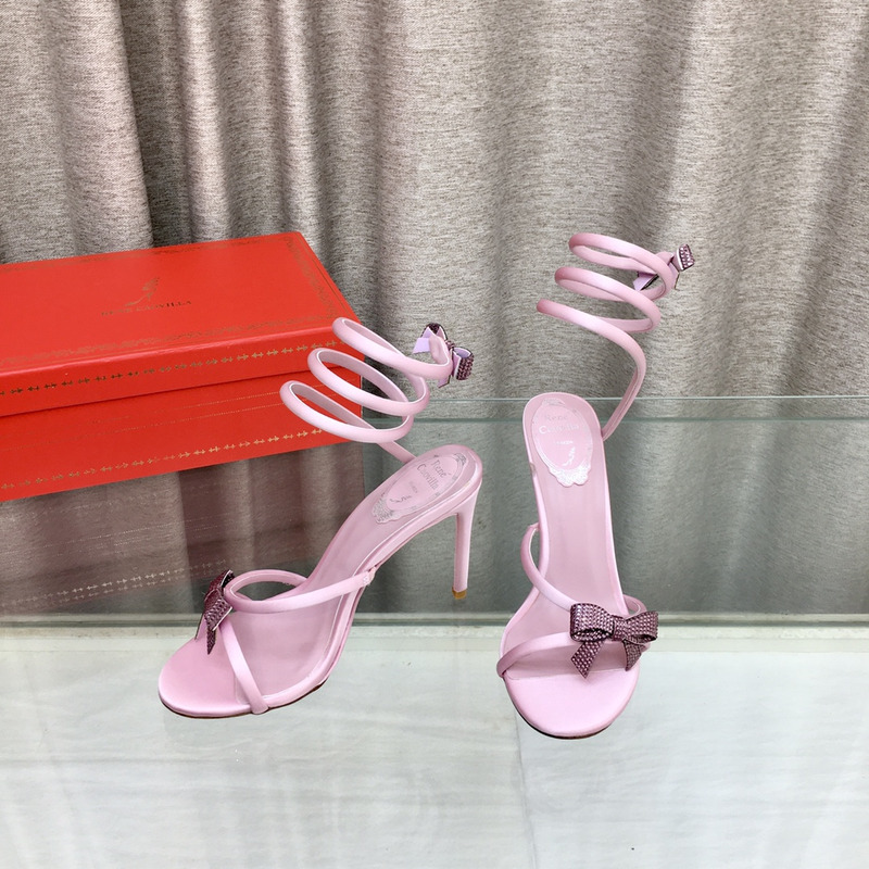 Rene Caovilla Cleo Bow Sandals 105 Pink