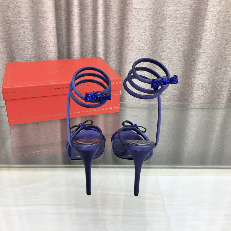 Rene Caovilla Cleo Bow Sandals 105 Midnight Blue