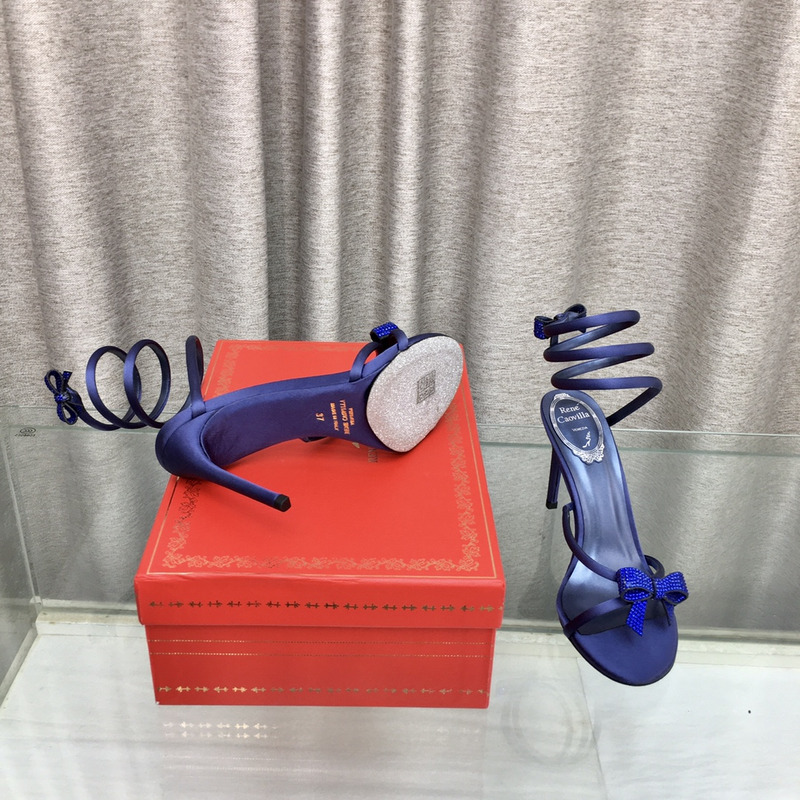 Rene Caovilla Cleo Bow Sandals 105 Midnight Blue