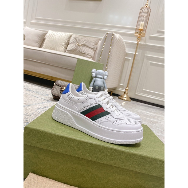 G*u*i web accent leather sneakers white