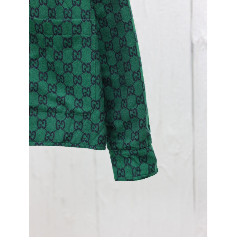 G*u*i gg wool flannel padded overshirt in green