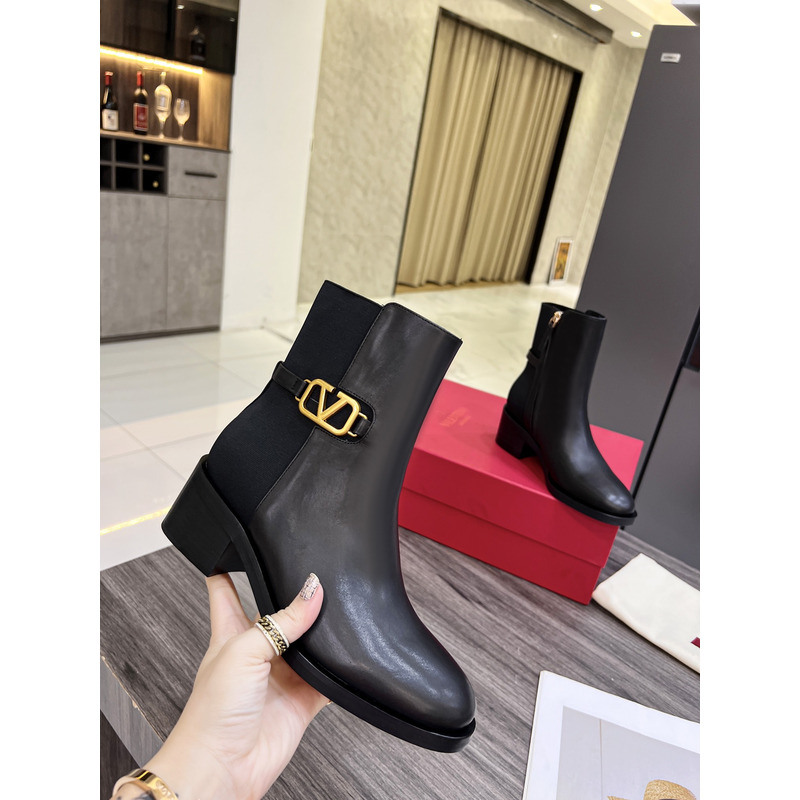 Valentino Vlogo Signature Calfskin Ankle Boot 30mm Black