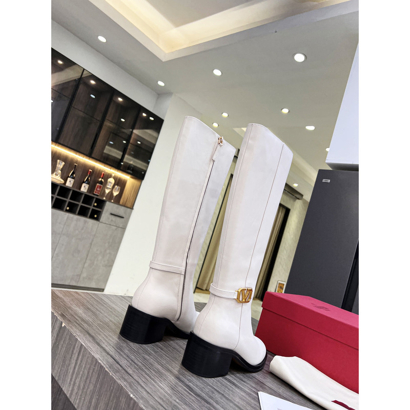 Valentino Vlogo Signature Calfskin High Boot White