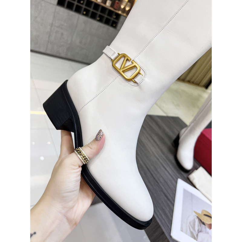 Valentino Vlogo Signature Calfskin High Boot White