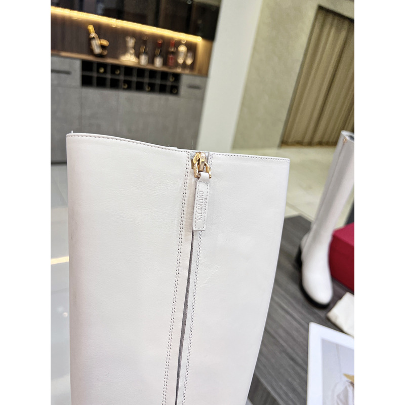Valentino Vlogo Signature Calfskin High Boot White