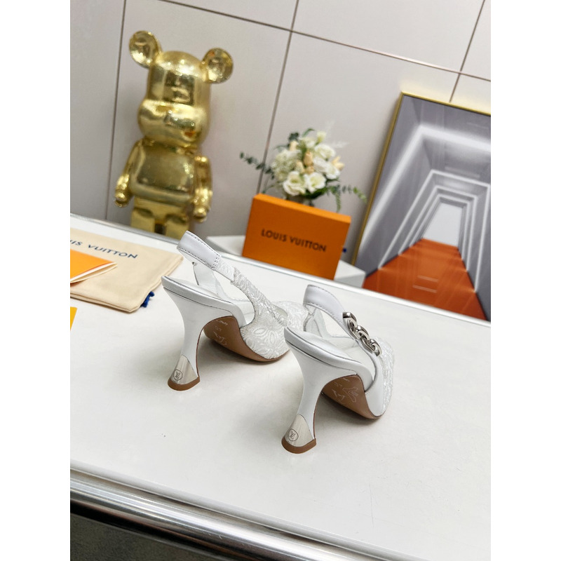 l**is V*t*n lace sandals heels in white