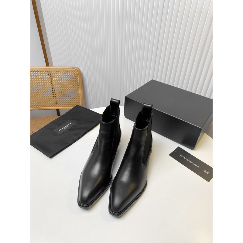 Alexander Wang Slick Smooth Leather Ankle Boot Black