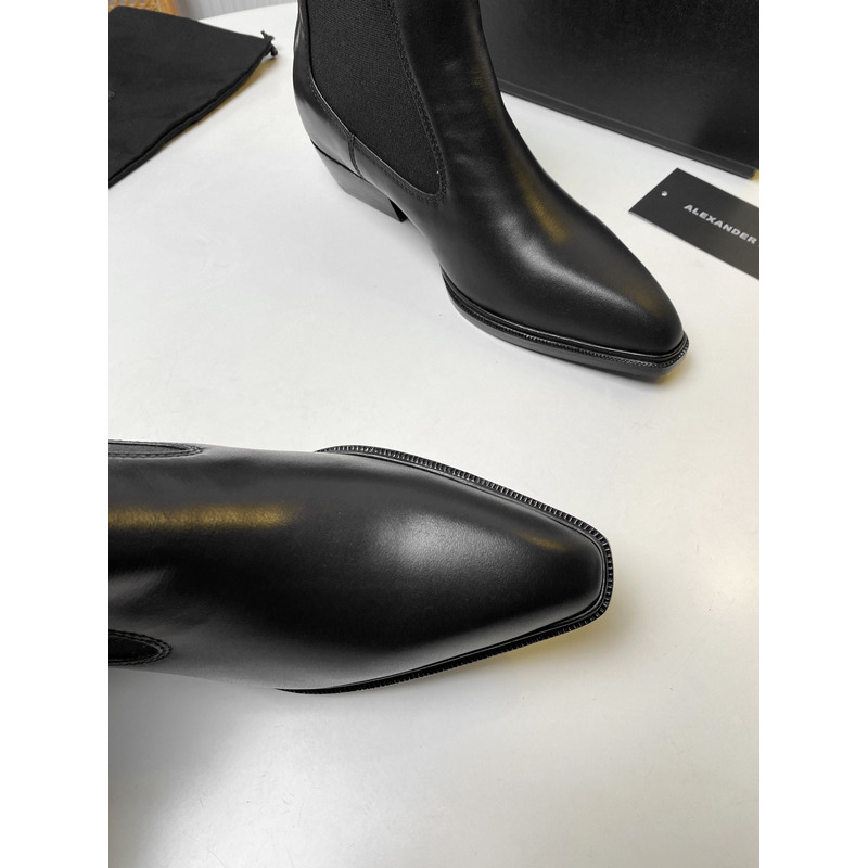 Alexander Wang Slick Smooth Leather Ankle Boot Black