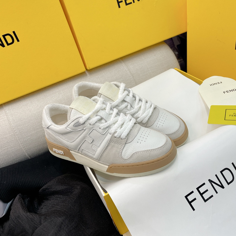 F**di match white suede low tops