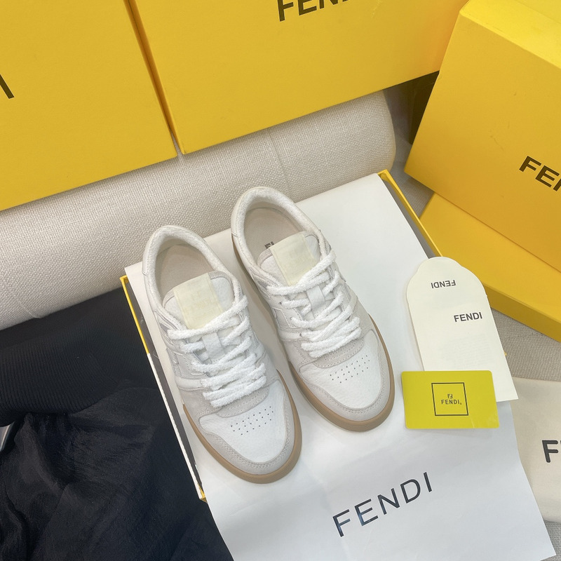 F**di match white suede low tops