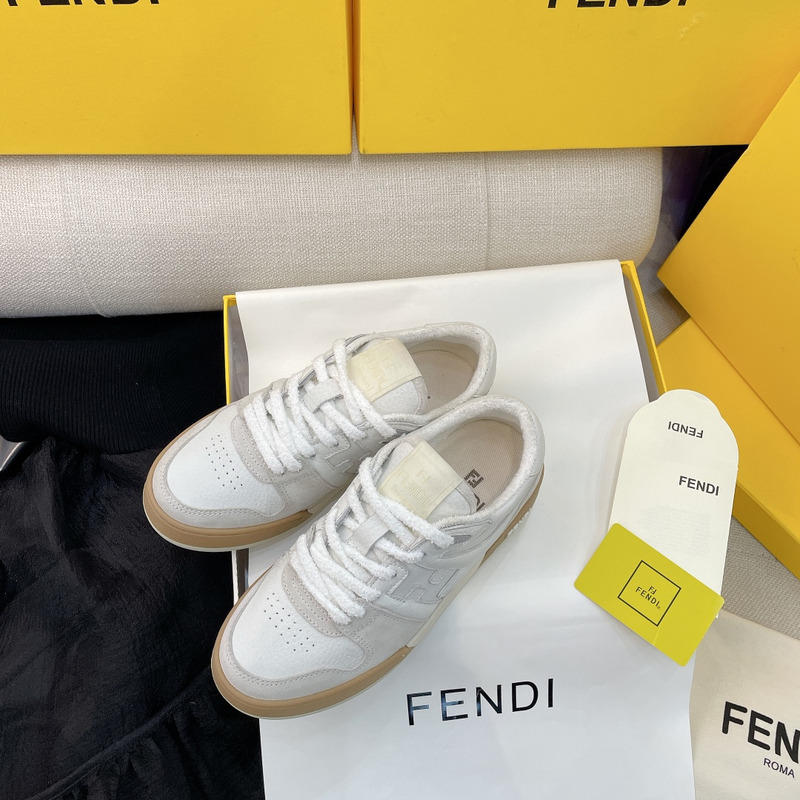 F**di match white suede low tops