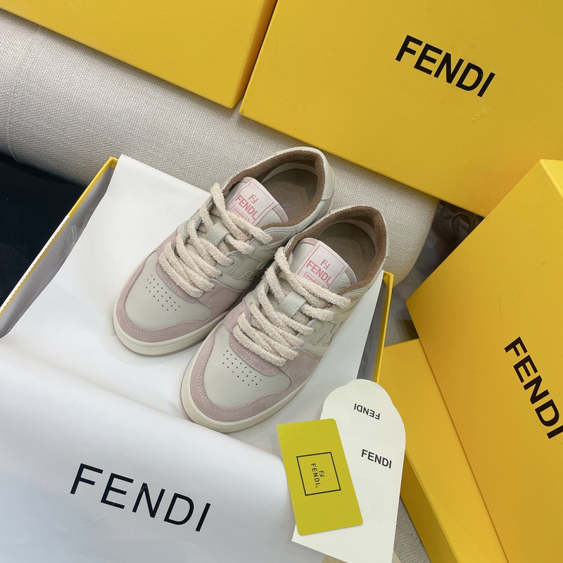 F**di match low-tops in pink suede