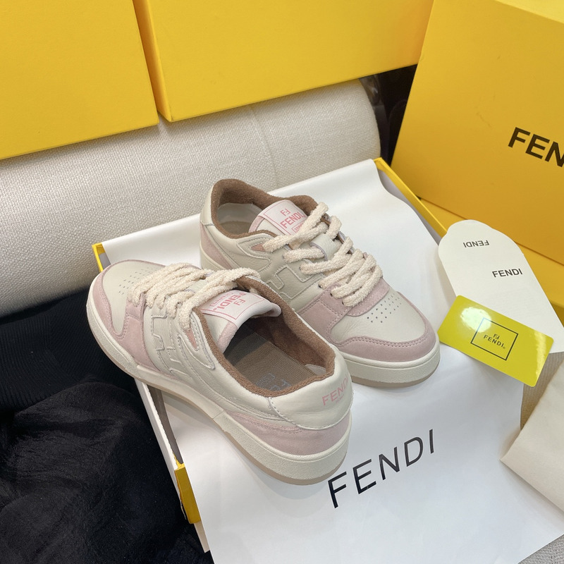 F**di match low-tops in pink suede