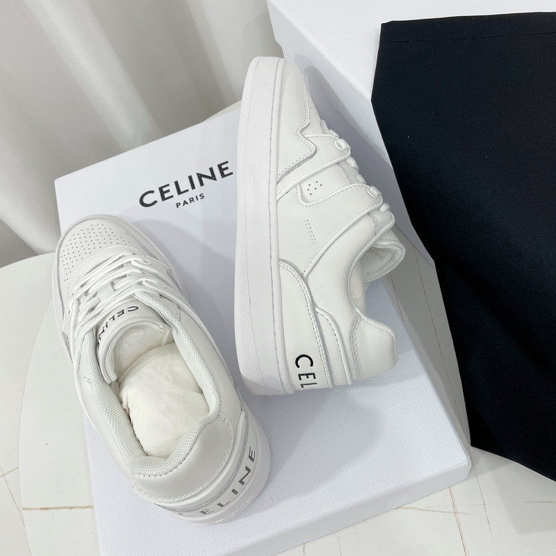 Ce**e trainer low lace up sneakers in calfskin white