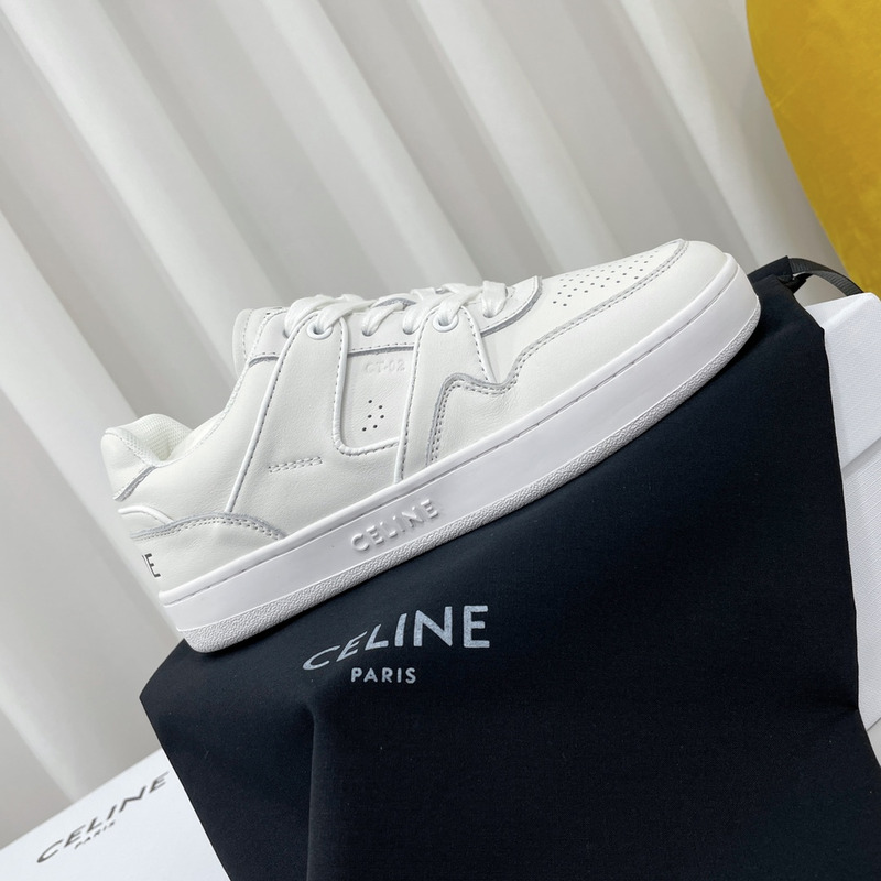 Ce**e trainer low lace up sneakers in calfskin white