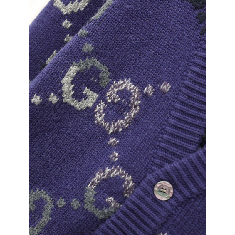 G*u*i wool cardigan with gg intarsia blue