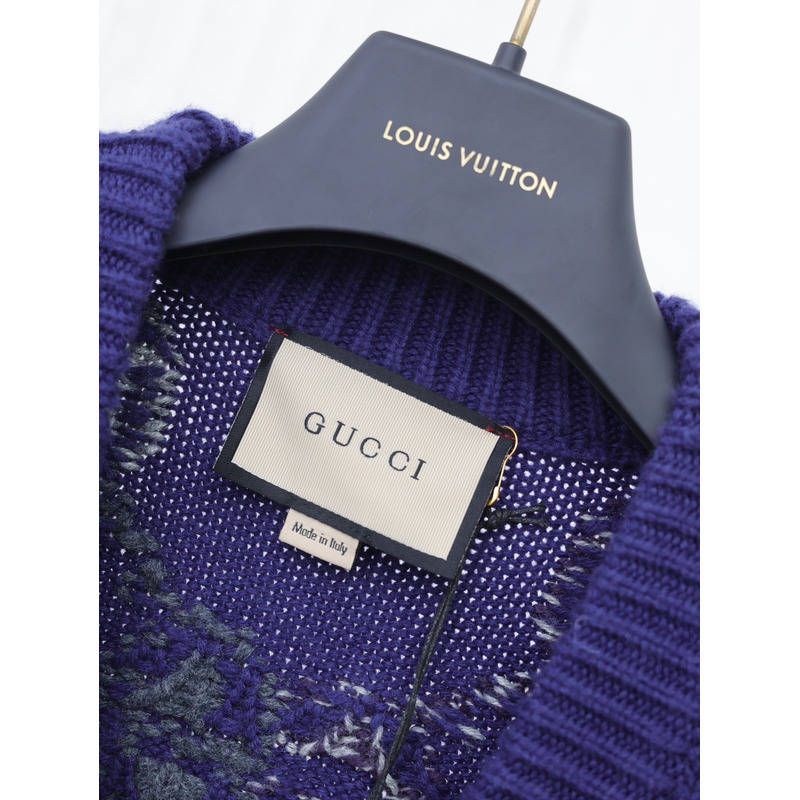 G*u*i wool cardigan with gg intarsia blue