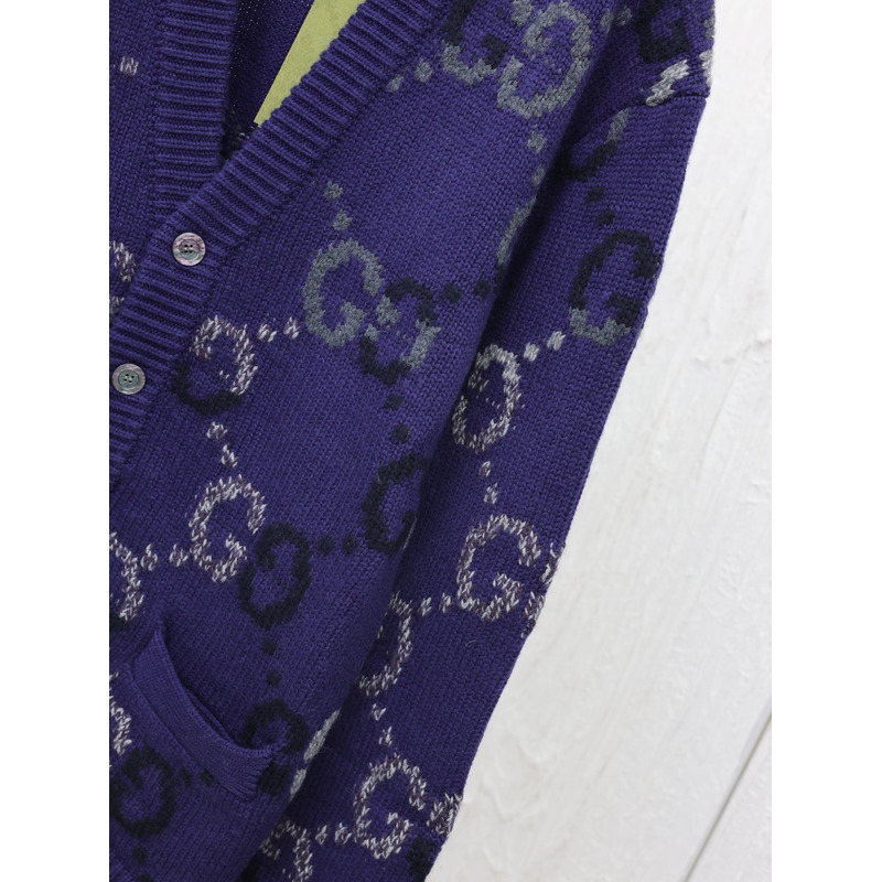 G*u*i wool cardigan with gg intarsia blue