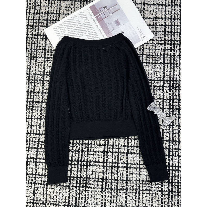 Ch*el cc logo knitted sweater black