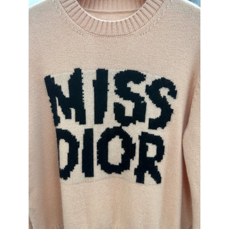 D*or cashmere sweater with black miss D*or graffiti motif pale pink