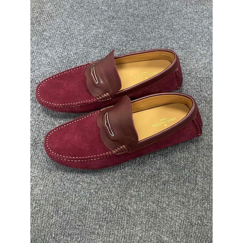 l**is V*t*n flat loafer suede leather burgundy
