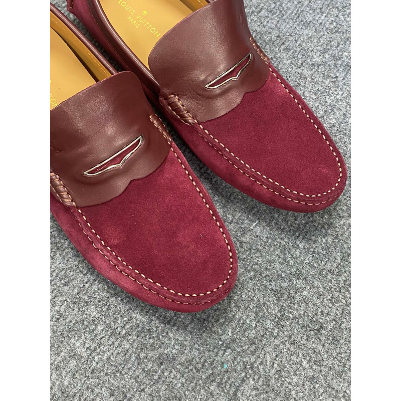 l**is V*t*n flat loafer suede leather burgundy