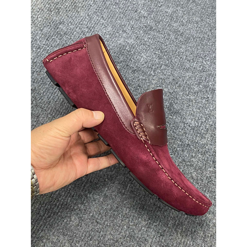 l**is V*t*n flat loafer suede leather burgundy