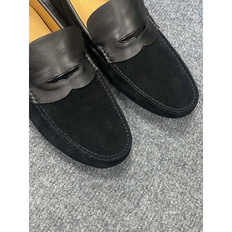 l**is V*t*n flat loafer suede leather black