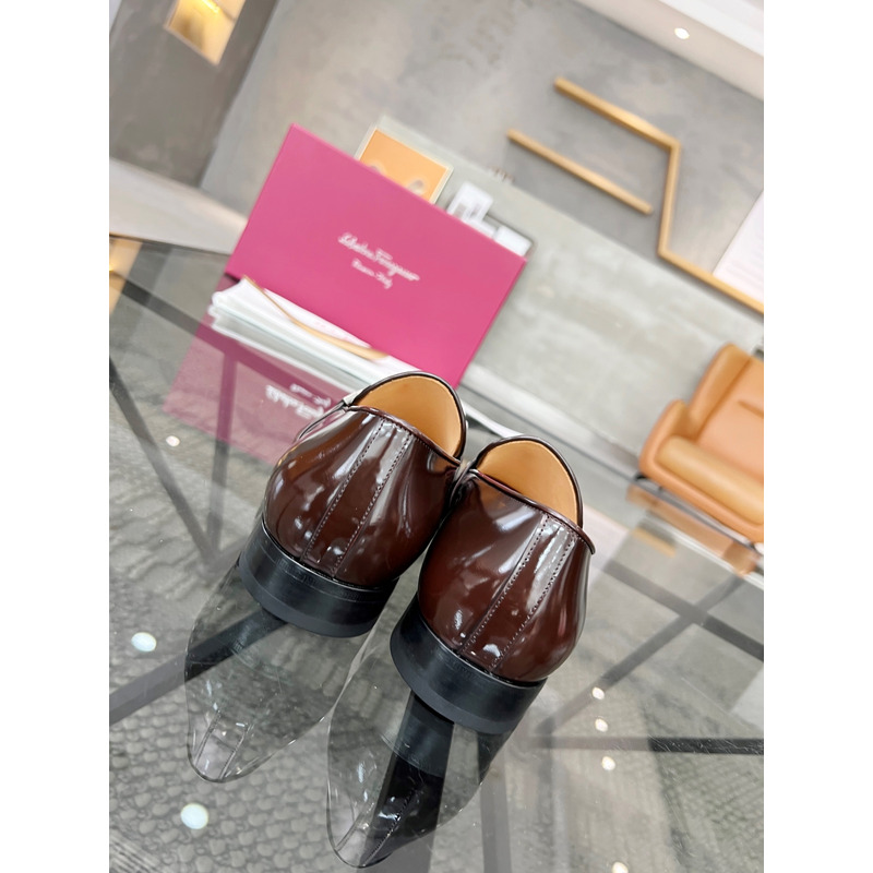 Ferragamo  Moccasin With Gancini Ornament Dark Brown