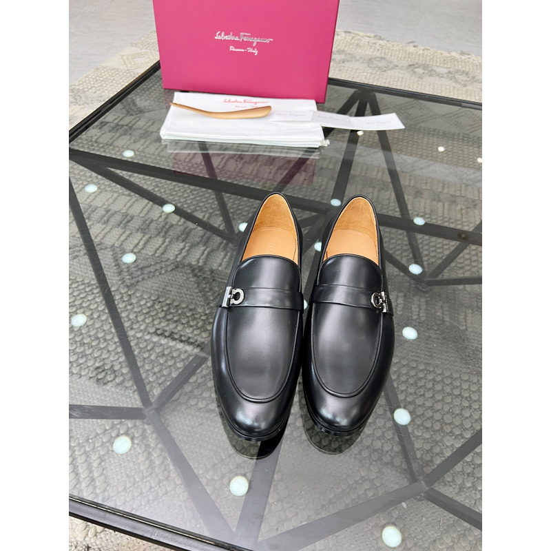 Ferragamo  Moccasin With Gancini Ornament Black