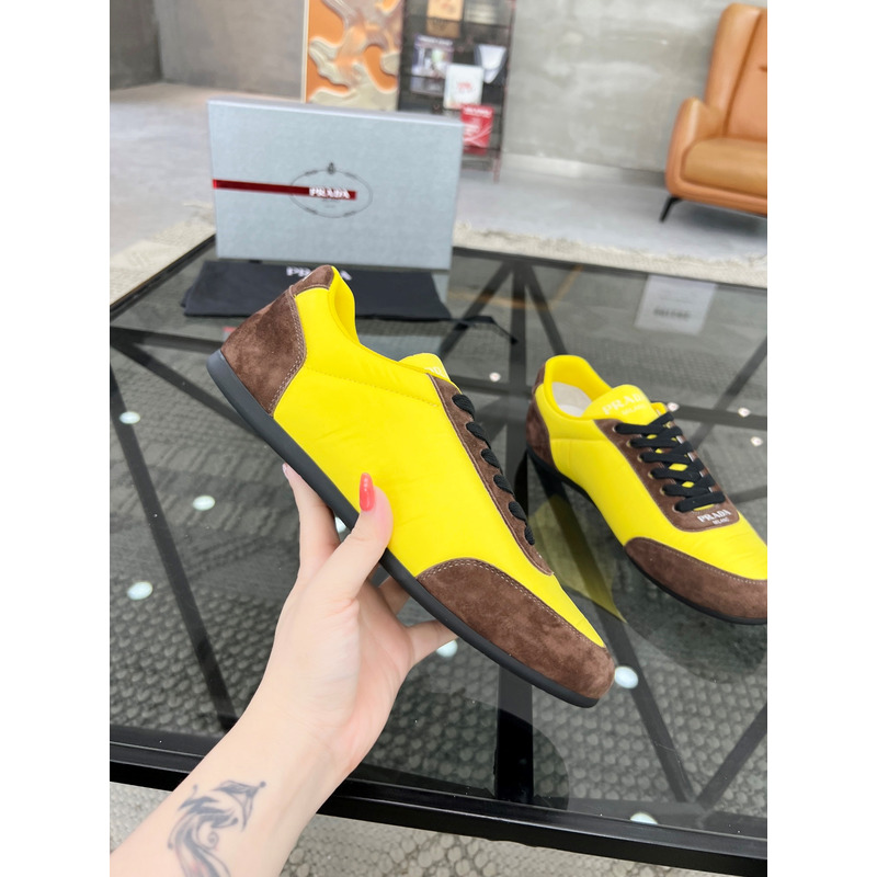 Pra*a suede and leather sneakers yellow