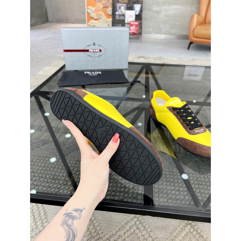 Pra*a suede and leather sneakers yellow