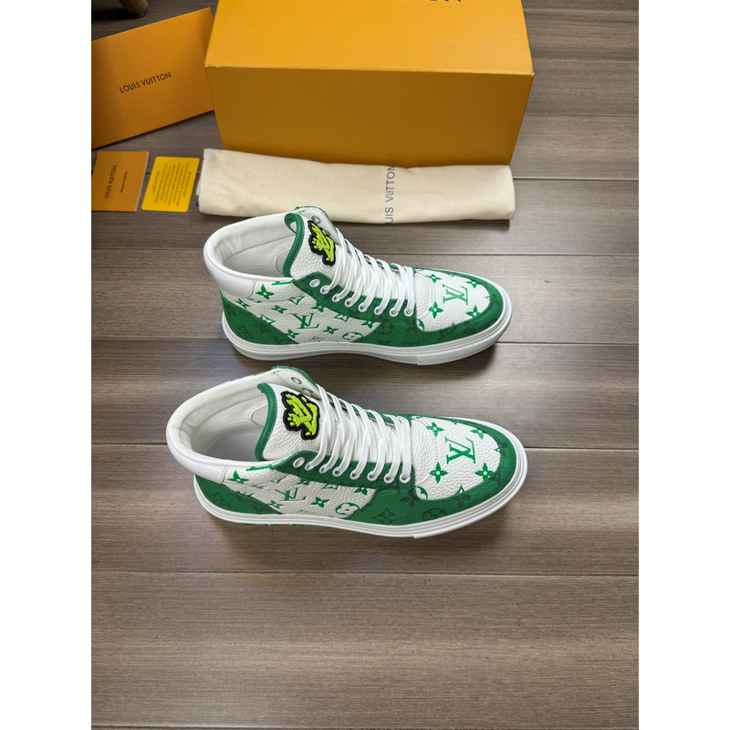 l**is V*t*n trainer high top monogram white and green