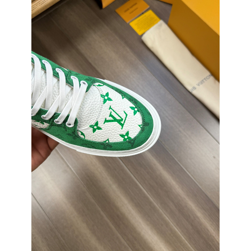 l**is V*t*n trainer high top monogram white and green