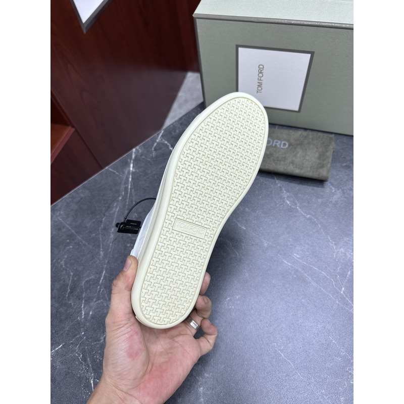 Tom Ford Warwick Grained Leather Low-top Sneaker White