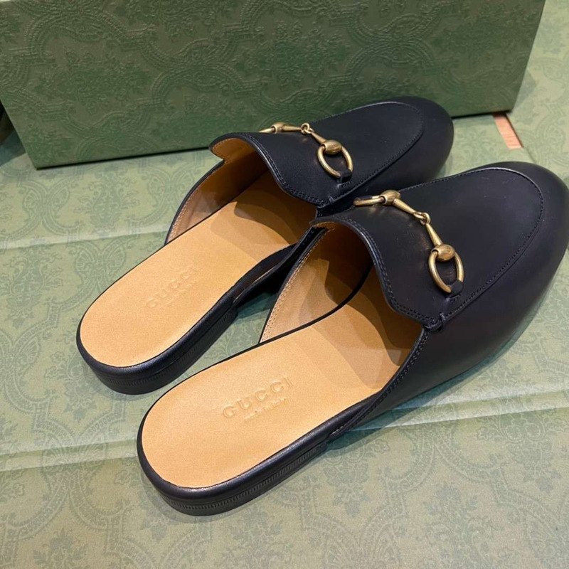 G*u*i horsebit leather backless loafers