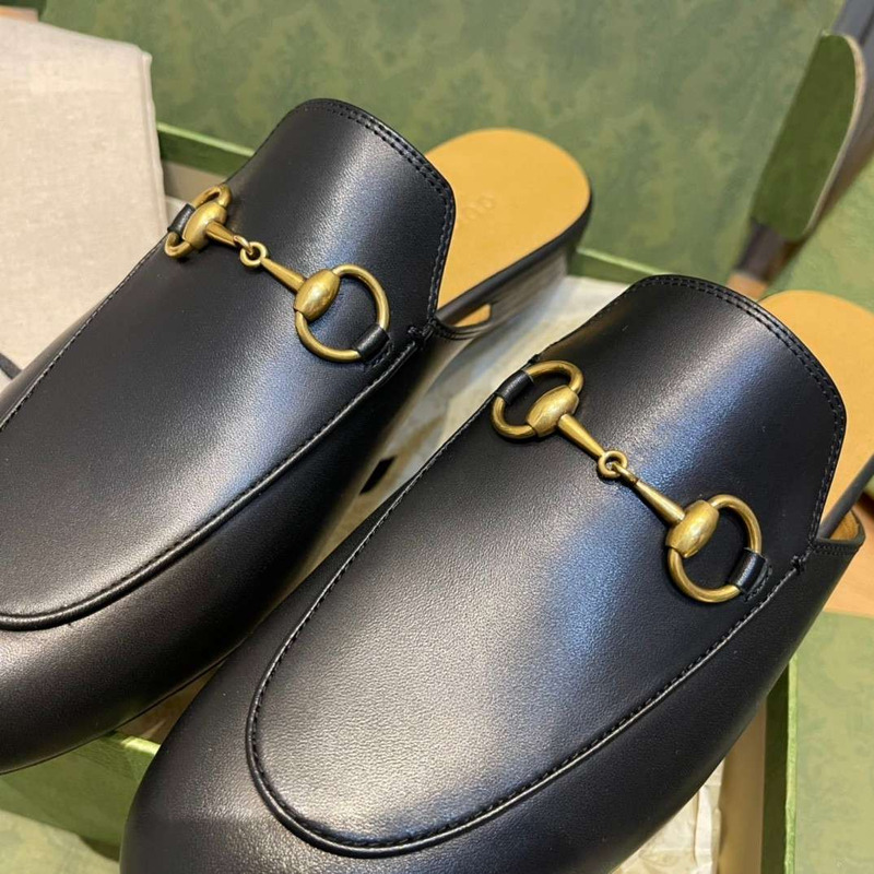 G*u*i horsebit leather backless loafers