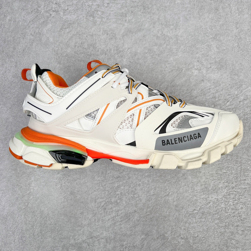 Ba*len*cia*ga led track sneakers in white&orange