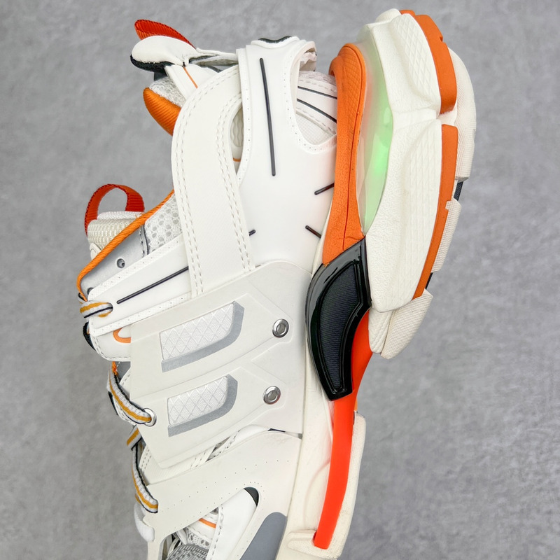 Ba*len*cia*ga led track sneakers in white&orange