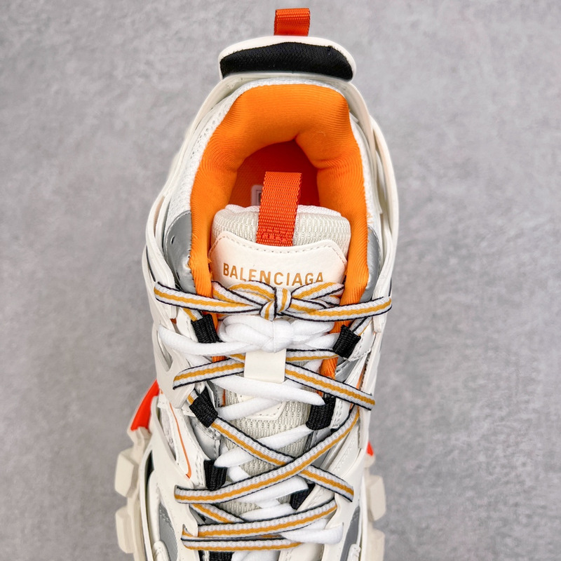 Ba*len*cia*ga led track sneakers in white&orange